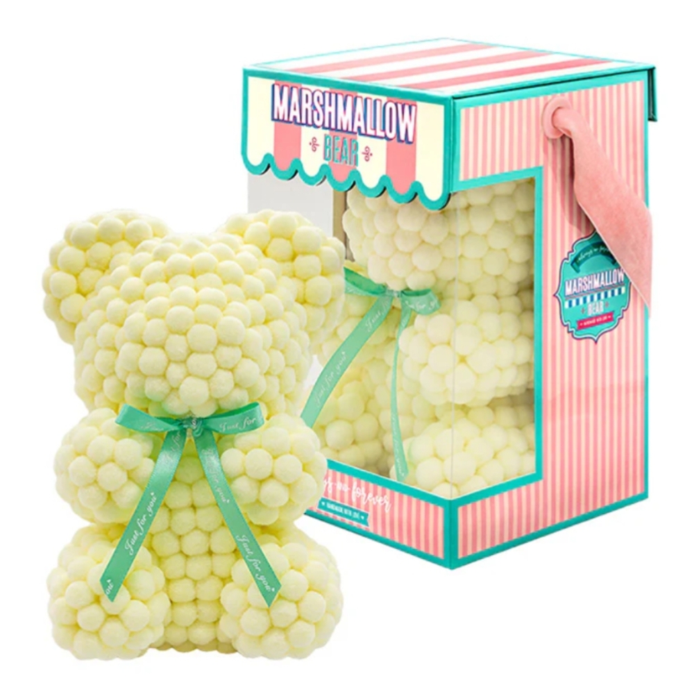 New Yellow Marshmallow Bear Gift. Hand Made With Cute Carrying Box.